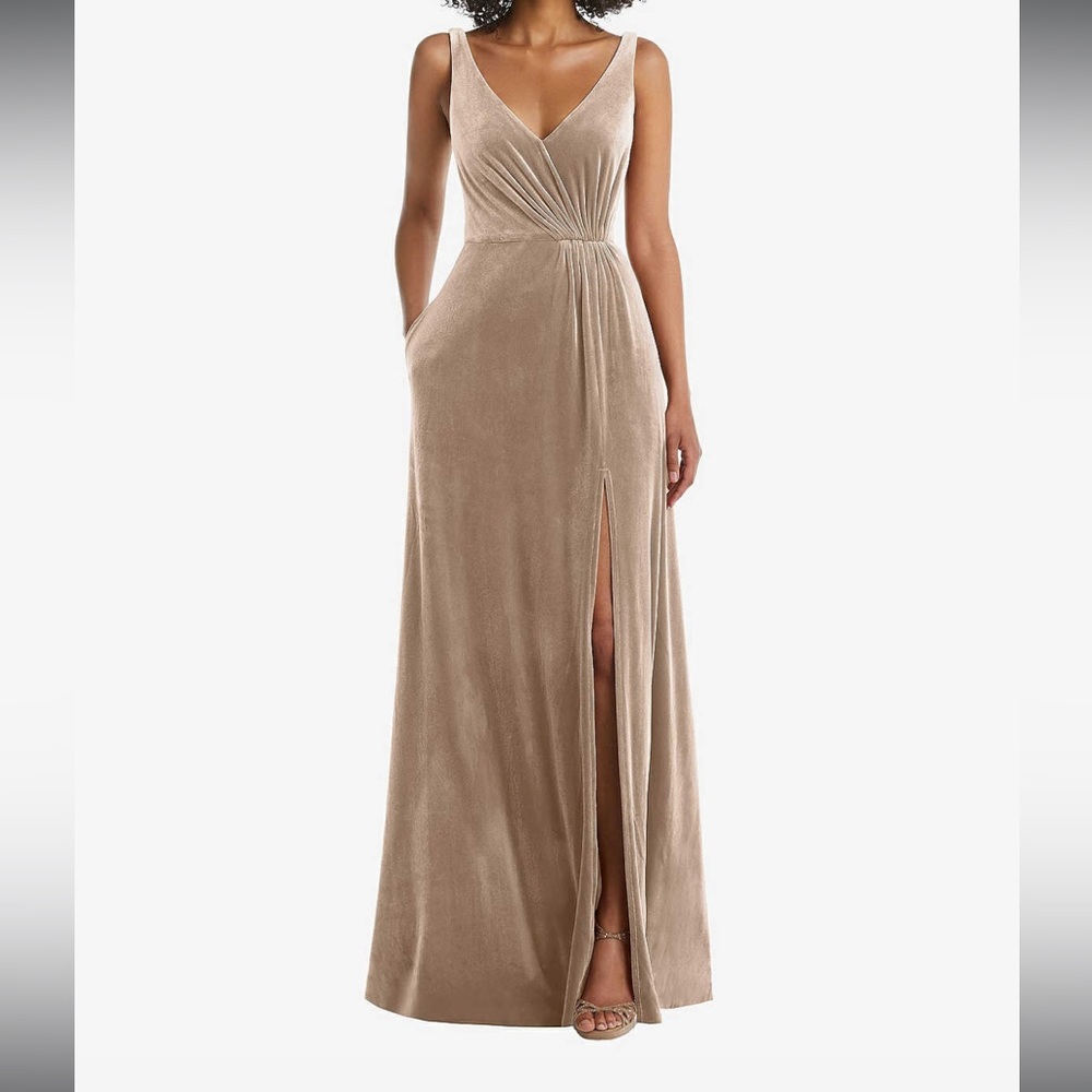 Dessy TH085 Velvet Maxi Dress Topaz Size 12